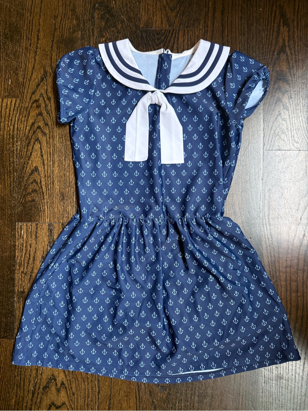 Navy Anchor Sailor Dress with White Tie Courtside Kids athletic